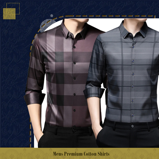 Men's Premium Cotton Shirts (BB 2+ SILVER L)