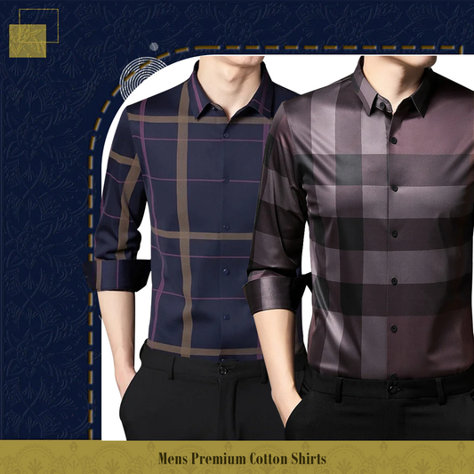 Men's Premium Cotton Shirts (PURPLE+BB 2)