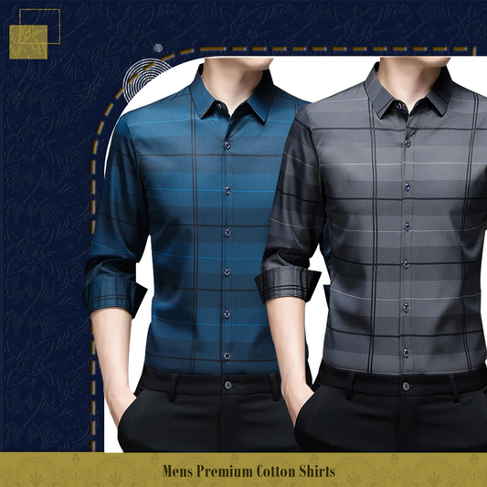 Men's Premium Cotton Shirts (BFCHK+ SILVER L)