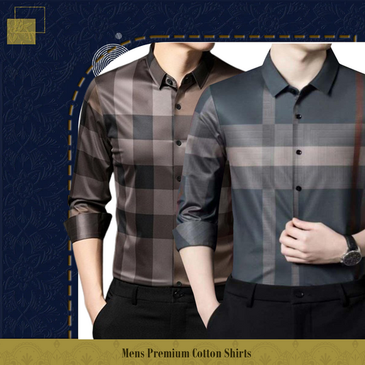 Men's Premium Cotton Shirts (BB Check + BRG)