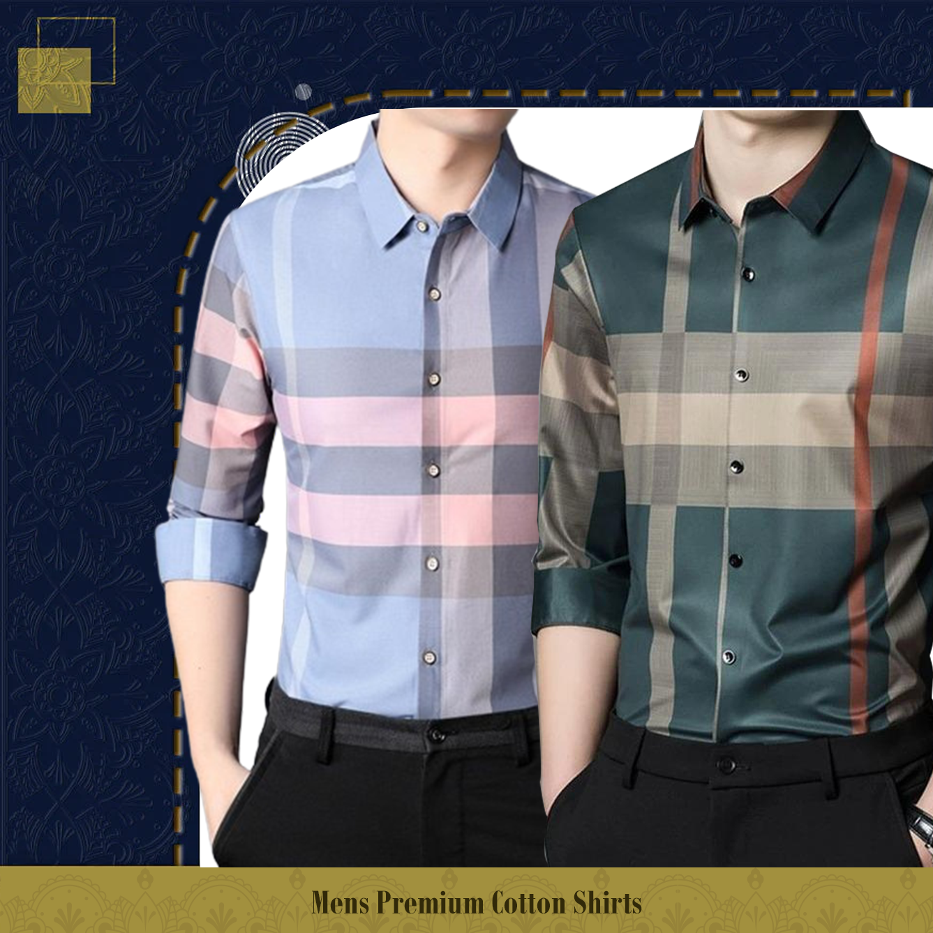 Men's Premium Cotton Shirts (SBP+GREEN)