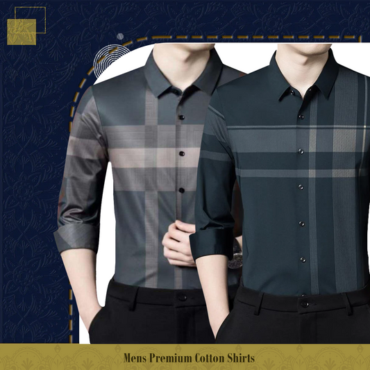 Men's Premium Cotton Shirts (BRG+DGC)