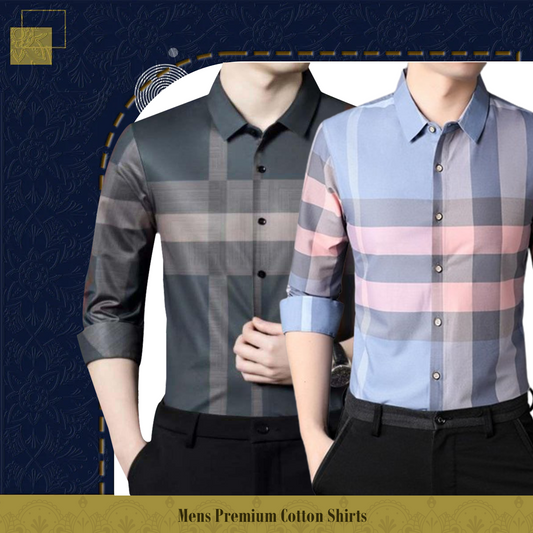 Men's Premium Cotton Shirts (BRG+SBP)