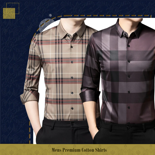 Men's Premium Cotton Shirts (BROWN_BOX+BB2)