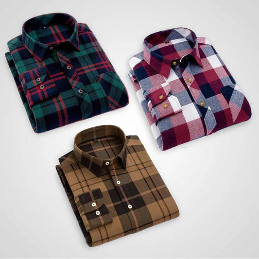 Green, Chunky & Gaint Branded Cotton Casual Shirts (Pack Of 3)